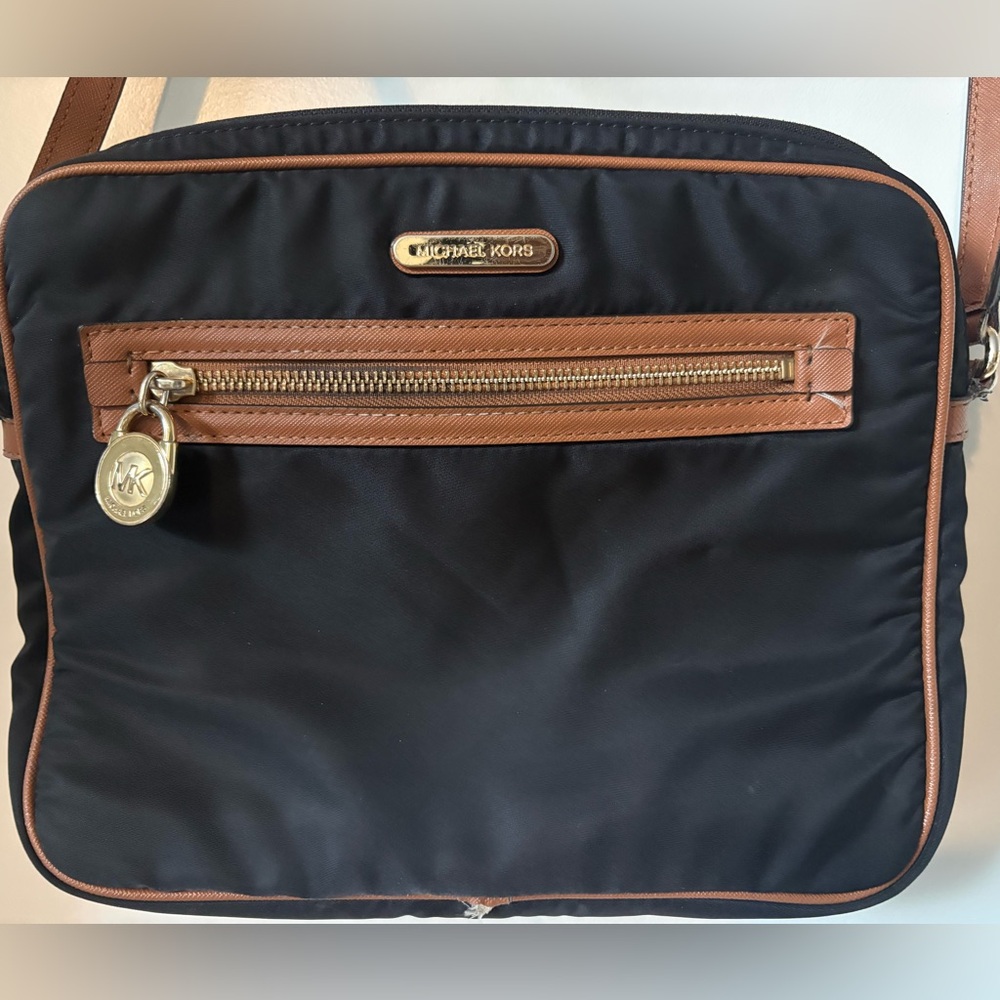 Michael Kors Black and Tan Messenger Bag